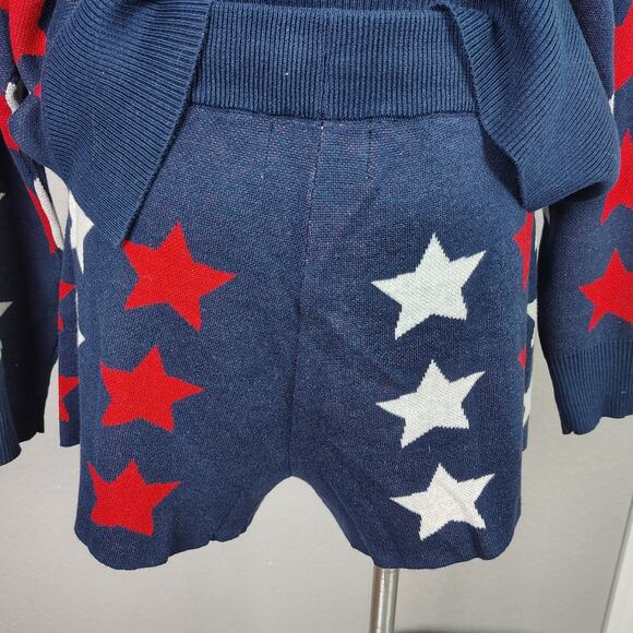 BEACH RIOT Callie Sweater & Balboa Shorts Americana Stars Set Size XL Blue - Picture 11 of 16